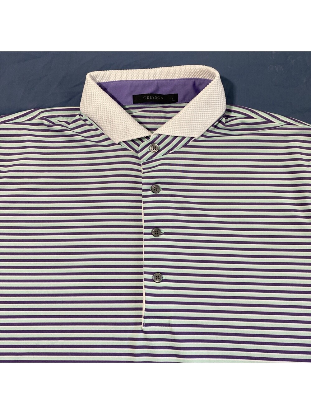 Greyson Mens Golf Polo Shirt - Knit Cutaway Collar Multicolor Striped Size L